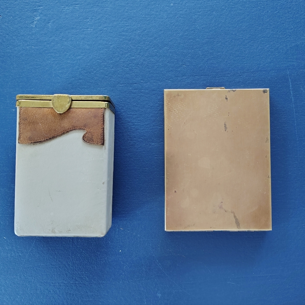 Princess Gardner Leather Cigarette Case & Brass Flip-Cover Case Vintage